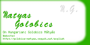 matyas golobics business card